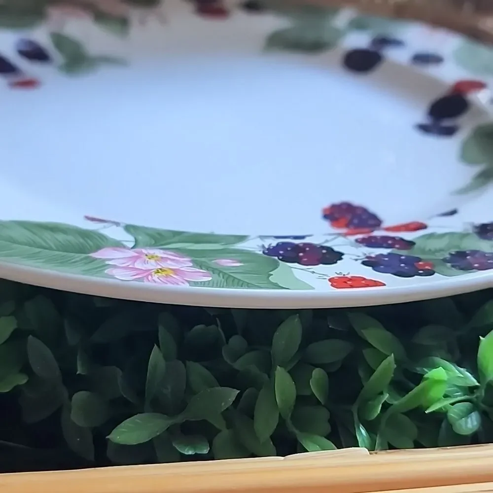 Vintage Stoneware Berries & Florals Plate Discontinued Cottage Core